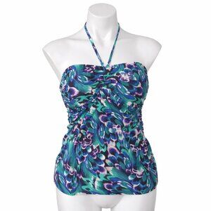 CONVERSE ONE*STAR Green Purple Halter Swim Top Size XL